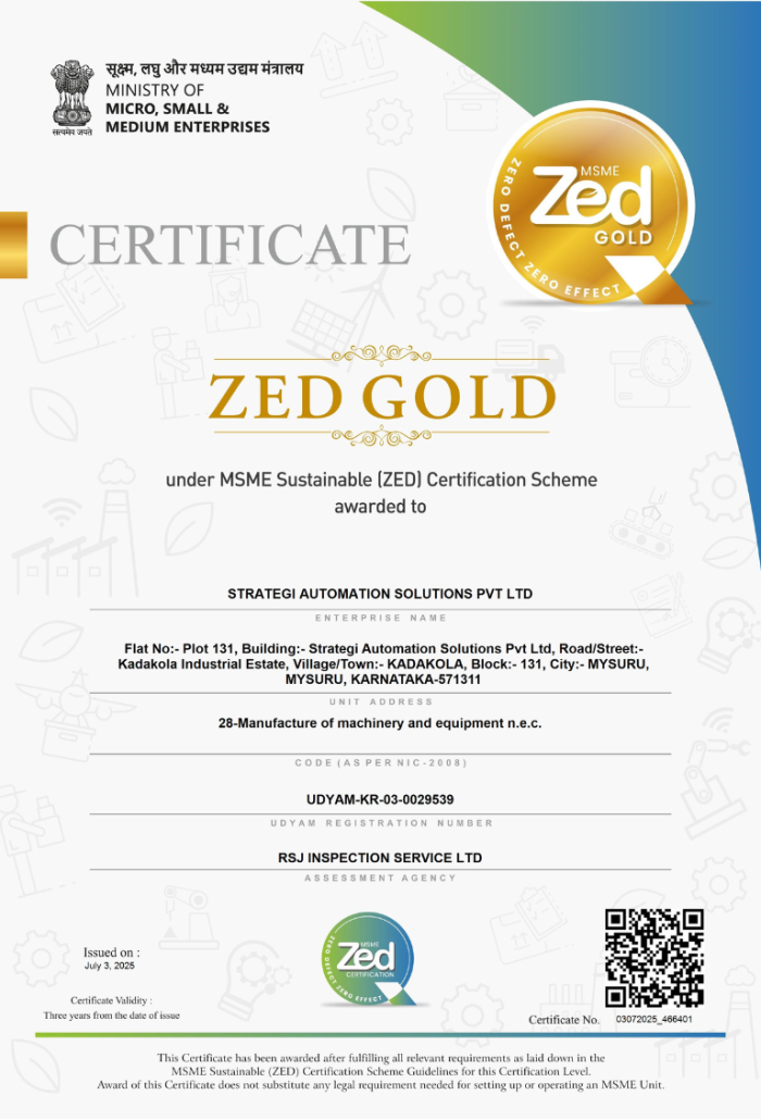 ZED Gold Certificate Best Automation Company
